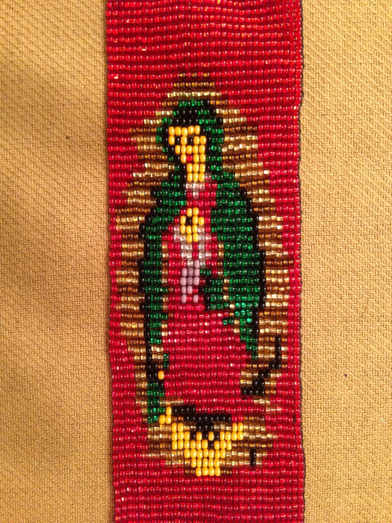 Red Beaded Virgin Of Guadalupe Bracelet